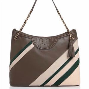 🌸SOLD🌸 Tory Burch Fleming Stripe Leather Tote
